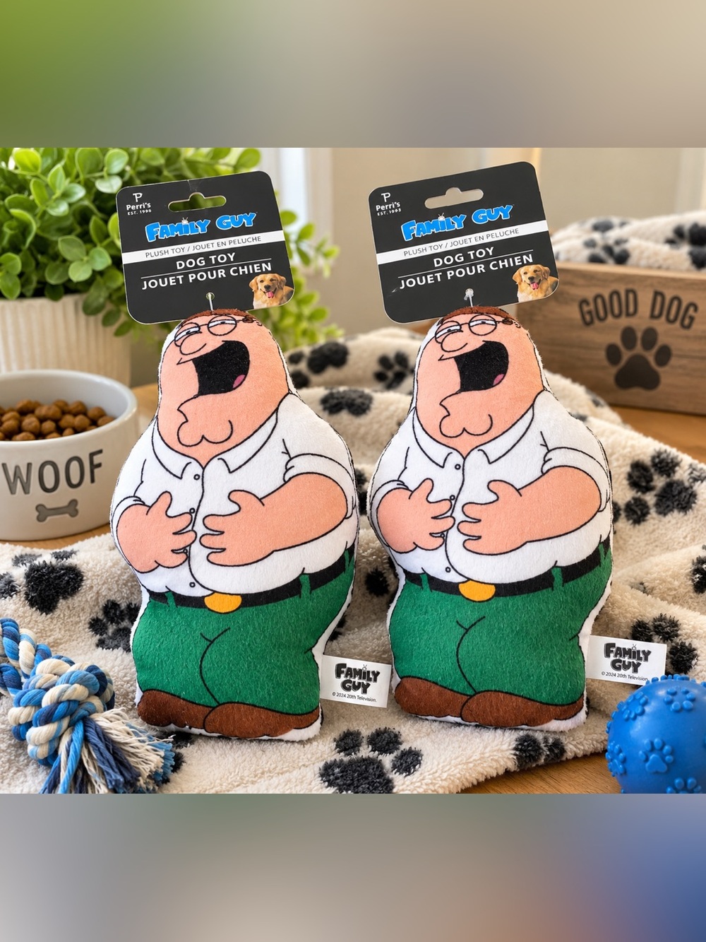 Family Guy Peter Griffin Plush Dog Toys Set of 2 -!NWT